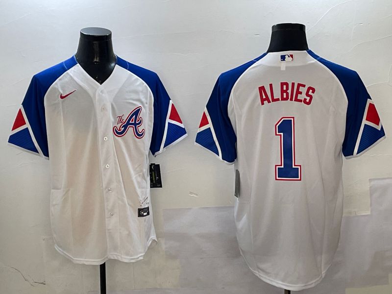 Men Atlanta Braves #1 Albies White City Edition 2025 Nike MLB Jersey style 1->atlanta braves->MLB Jersey